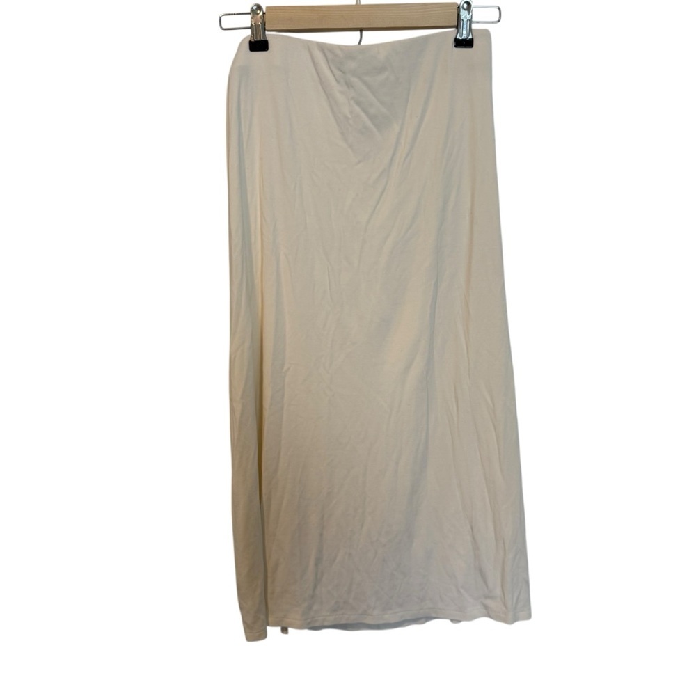 Wilfred by Aritzia Womens Vespa Side Slit Ruched Midi Skirt in Cream Medium - Picture 5 of 9
